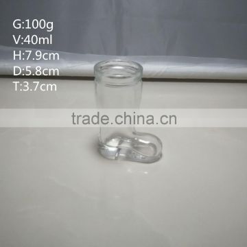 mini cute promotion gift boot shape glass jar 40ml