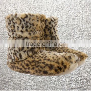 New Ladies Cosy Winter Soft Furry Slippers Boots Leopard printing short plush indoor boots