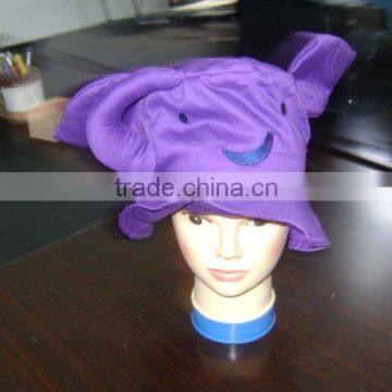 100% cotton twill embroidery bucket hat with elephant shape