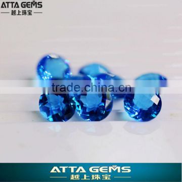 CHINA cheap round glass- aquamarine checkerboard cut