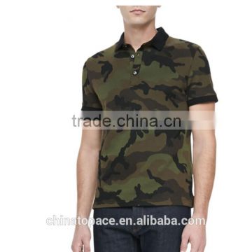 100% Cotton/CVC knitting pique fabric police camouflage polo t shirt, mens camo polo shirt supplier