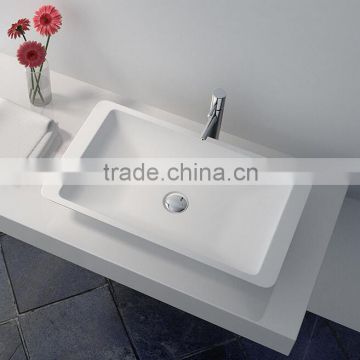 High Level hand wall hung acrylic solid surface basin/ artificial stone resin basin