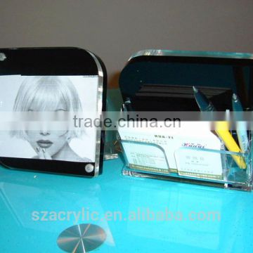 Custom clear acrylic desk organizer with photo frame
