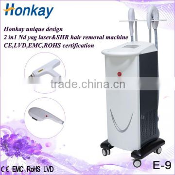 2 in 1 multifounction tattoo hair removal SHR ND Yag laser Machine for salon and distributor sale