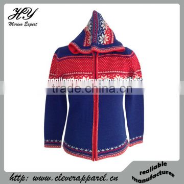 Customerized Hoodie Women Wool Merino Sweater Cardigan