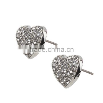 Customized Unisex Hot Sale Elegant Large Sliver Heart Diamond Hiphop Earrings Jewelry With Cheap Price Wholesale