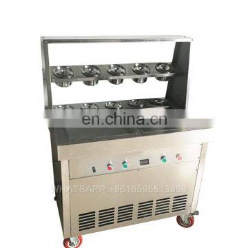 Single square pan fried ice cream rolls machine with 8 cooling tanks