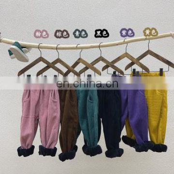 2020 new children's trousers cold-proof and warm plus velvet pants Korean style  foreign-style children wear straight
