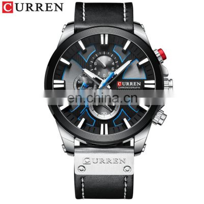 CURREN 8346 Man Stylish Style Quartz Watches Analog Display Leather Strap Chronograph Calendar Casual Brand Wrist Watch