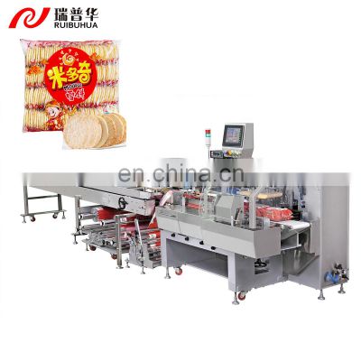 Rice crackers horizontal flow wrapper rice cookie automatic pillow packaging machine