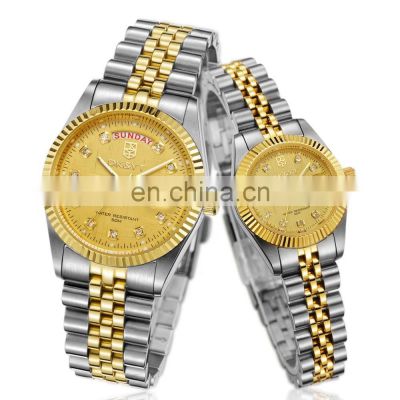 2019 TOP Custom Special Bezel Fashionable Luminous Hands Diamond Gold Luxury Watch Valentines Gift for lover