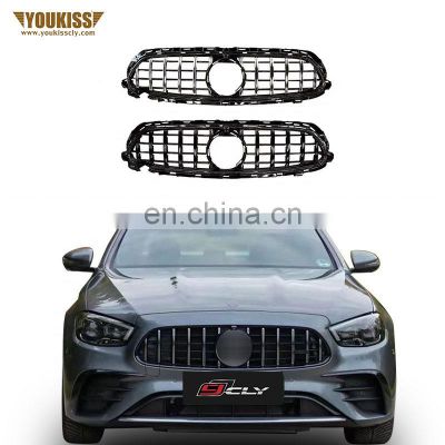 High Quality ABS Front Car Grille For 2020+ Mercedes Benz E Class W213 Upgrade GT AMG Style GTR Car Grille Black Silver Grille