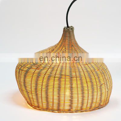 Indoor Minimalist woven rattan wall lamp shade natural ceiling pendant lampshade