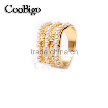 Fashion Jewelry Zinc Alloy Imitation Pearl Ring Ladies Wedding Engagement Party Show Gift Dresses Apparel Promotion Accessories