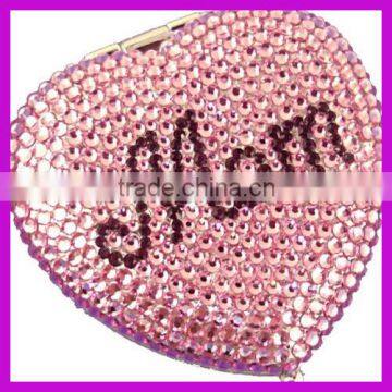 Rhinestone letter enamel cosmetic mirror for lady gifts