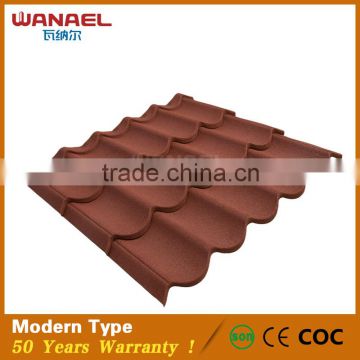 red cheap flat chinese stone coated steel metal roof tile
