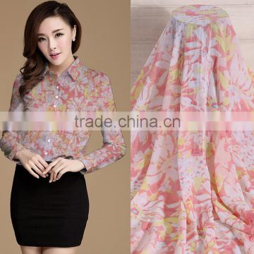 75D polyester flower printing chiffon fabric use of shirt