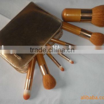 5 Pieces Classical Wood Handle Yellow Makeup Brush Set