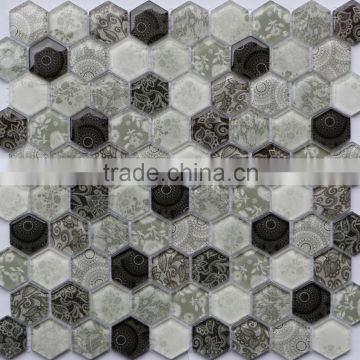 New! glass mosaic,hexagonal mosaic,inkjet mosaic ID3201H