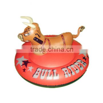 make in china durable red kids inflatable bull rider, inflatable bull pool ride-on