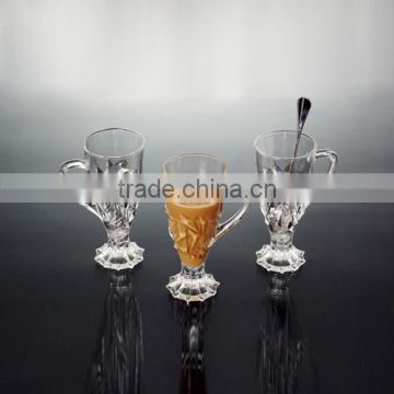 hot sell 3pcs embossing glass latte cups tall