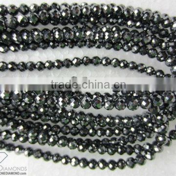 SUPER QUALITY JET BLACK COLOR FACETED LOOSE BEADS DIAMOND NECKLACE CHAIN