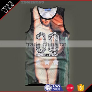 Yingzhong Garment factory OEM ODM Custom Mens Sublimation All Over Print Tank Tops, Training Vest