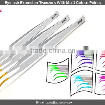 Top Quality Volume Lash Tweezers With Multi coloured Points From Zona Pakistan