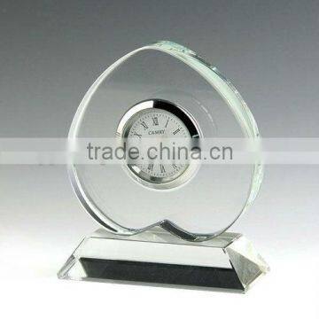 Heart Shape Crystal Clock With Base For Table Decoration