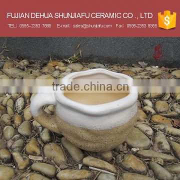 Unique sand glazed ceramic teacup planters wholesale