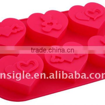 6 cups silicone heart shape muffin cake pan