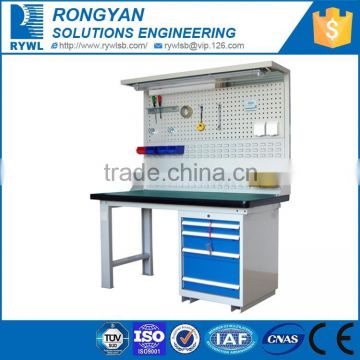 steel worksop table/workbench with metal tool boxes