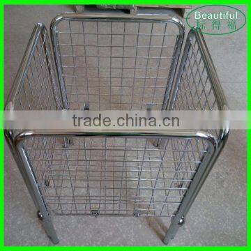 Supermarket Wire Mesh Storage Basket With Wheels