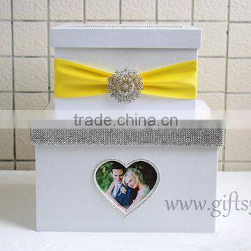 Elegant wedding box with heart shape photo frame