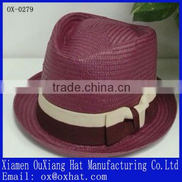 purple fashion leisure straw hat with browknot