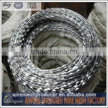 Anping factory 450mm coil diameter concertina razor barbed wire with pallet fake razor wire hot sales ISO9001