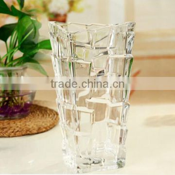 Crystal glass tall cylinder glass vase for home centerpiece