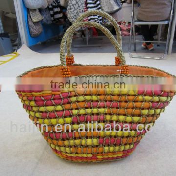 natural seagrass colorful handmade fashion bag