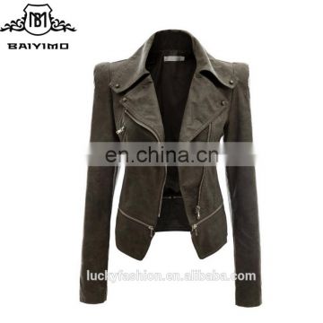 2016 BAIYIMO Faux Leather Motorcycle Power Shoulder Jacket