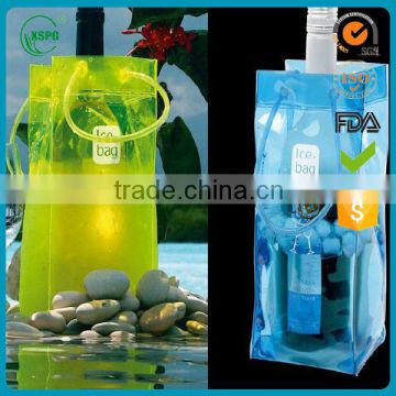 Colourful pvc ice bag for wine bottle with handle