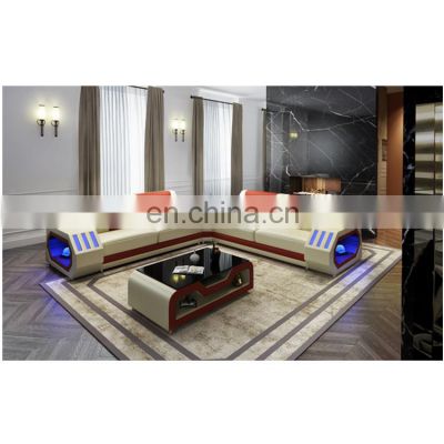 Luxury modern style Living room sofas set furniture with USB music player & LED lights