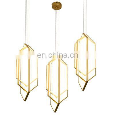 Interior Ceiling Light Hotel Pendant Lamp Modern Gold Acrylic Chandelier LED Lamp