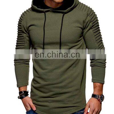 Slim fit pullover long scoop hemmed Hoodies Sweatshirts for men Latest 2022 design hoodie Army green color