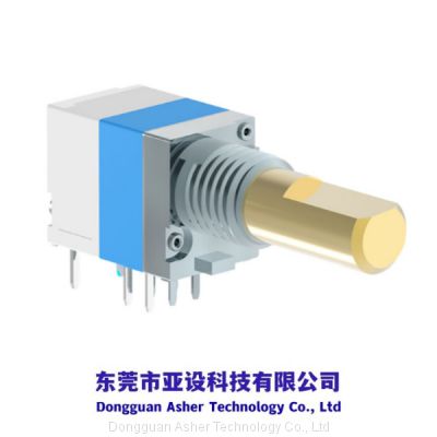 8mm metal shaft horizontal type dual gang Rotary Potentiometer with rotary switch, use for interpone and Small Audio Device, Small Radio