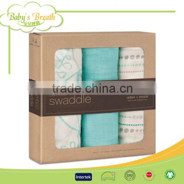 MS-49 Wholesale Super Soft Breathable Softtextile Custom Print Cotton Muslin Swaddle Blanket