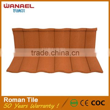 Wanael colored roman good quality metal roof tile-stone coated metals roof tile