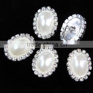 Oval pearl hot rhinestone button seasofbeauty