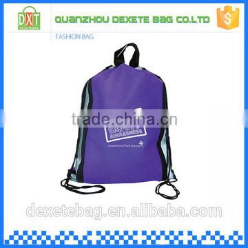 Outdoor good quality polyester purple printed drawstring bag