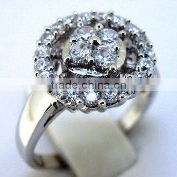 QCR038 silver 925 jewelry ring,silver wedding bands with CZ in rhodium plating