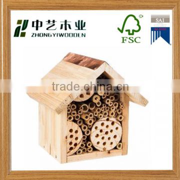 wholesale FSC Wildlife Wooden bee honeybee Ladybird Insect gift House with metal roof